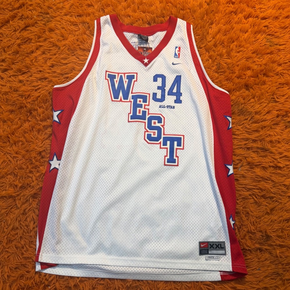 Nike Shaquille O'Neal 34 NBA All-Star West Jersey Lakers XXL White Red Vintage